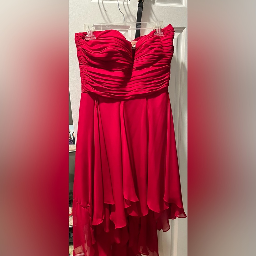 Arden B party dress - asymmetrical hem, strapless.